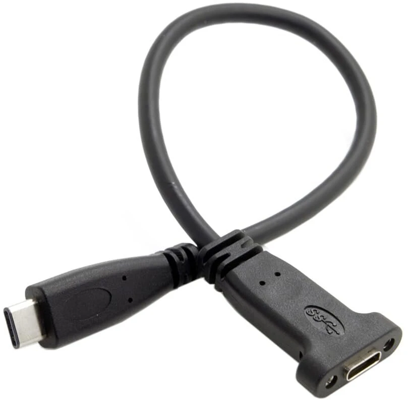 Xiwai Type-c moteriškas kabelis usb-c usb 3.1 type c vyriškas į moterišką duomenų ilgintuvo kabelis su panelės montavimo varžto skylute