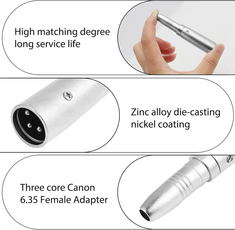 Xlr Male į 6.35mm Jack Female Audio Adapteris (3 vnt.)