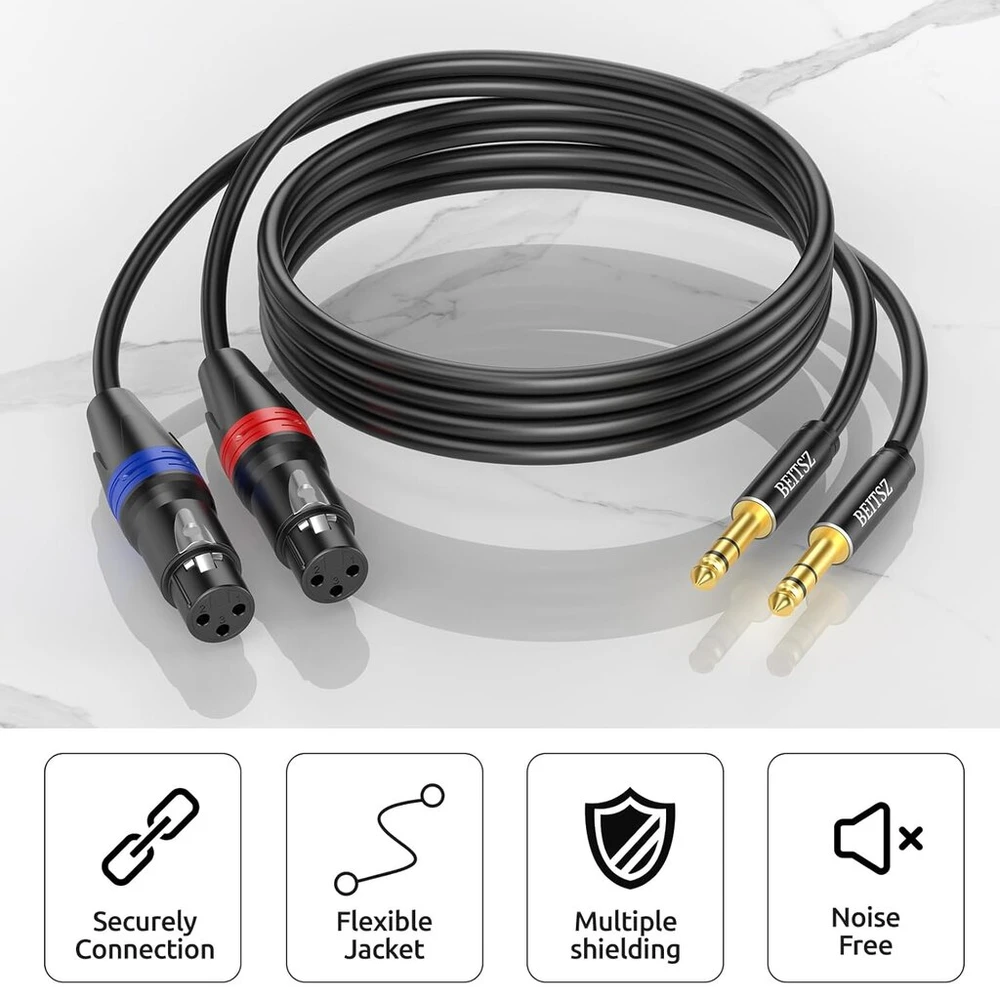 Xlr Moteriškas į 6.35 mm Trs Kabelis, 3m, 2 vnt.
