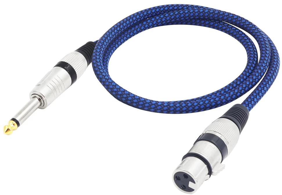 Xlr Moteriškas į 6.35mm Ts Kabelis, 1m, Nailoninė Pynė