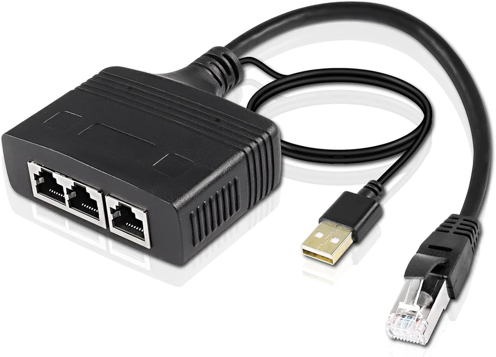 Xmsjsiy Ethernet skirstytuvas 1 į 3 interneto ethernet jungiklis Rj45 į 3 tinklo skirstytuvo adapterio keitiklis 100 Mbps didelio greičio Lan skirstytuvas, skirtas Cat5/5e/6/7/8 (1 Mâle à 3 Femelle)