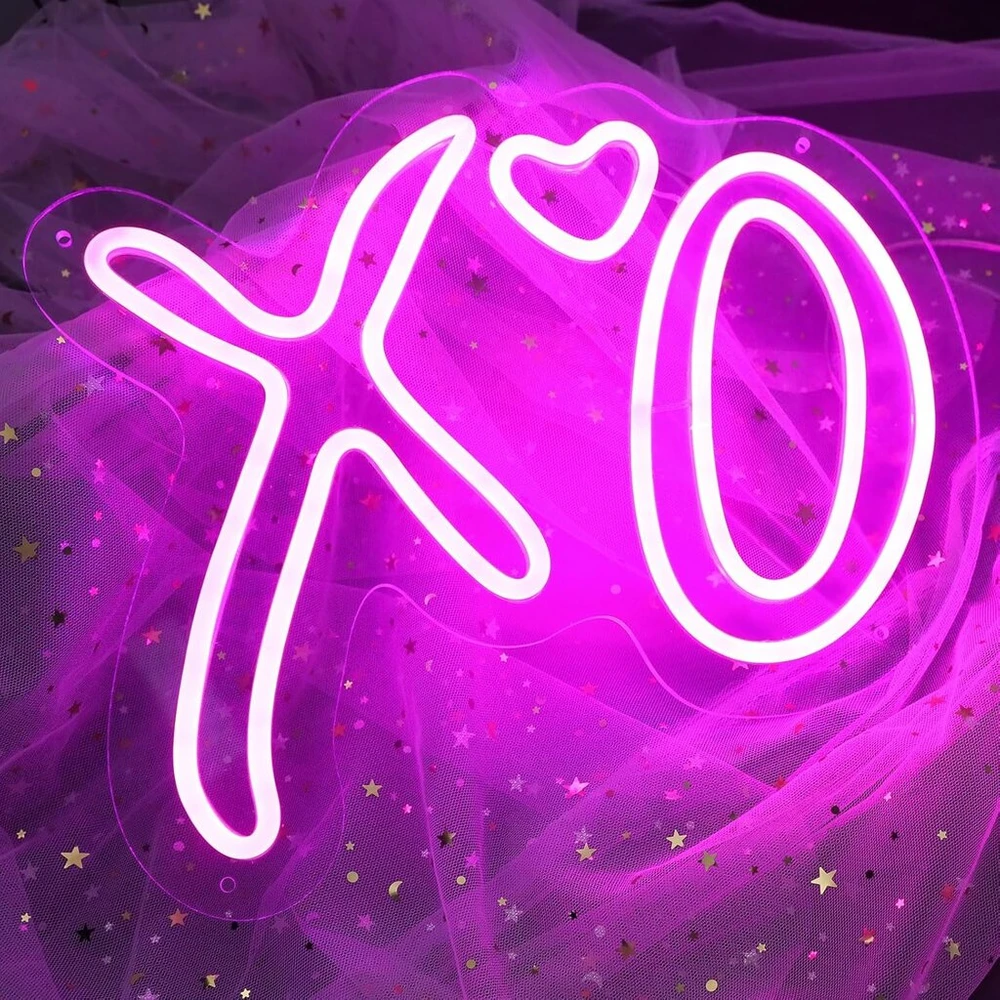Pakabinamas šviestuvas Xo širdies neoninės iškabos, neoninės šviesos sienų dekorui rožinės Xo Led iškabos reguliuojamos neoninės lempos miegamajam maitinamos Usb šviečiančios iškabos žaidimų kambariui namų vakarėliui baro gimtadienio dekorui