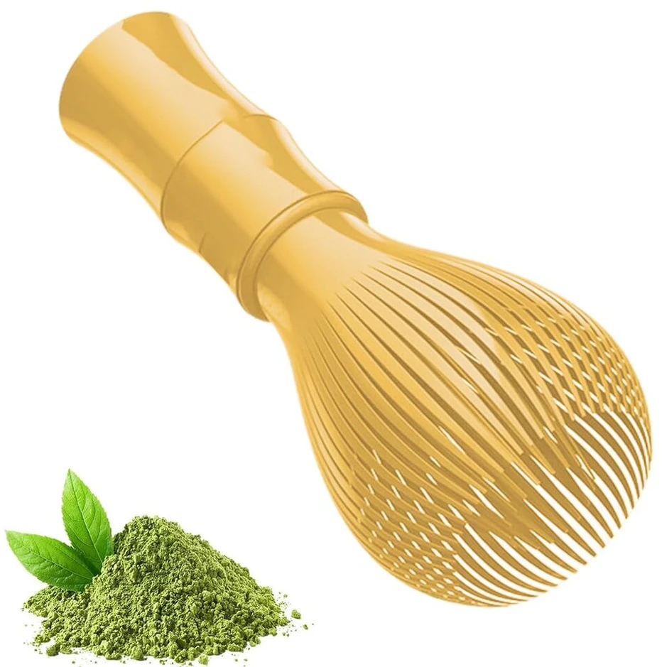 Xpex matcha šluotelė, matcha priedai, matcha plaktuvas, plastikinis matcha plaktuvas chasen matcha gaminimui ir maišymui, auksinio bambuko matcha žaliosios arbatos plaktuvas