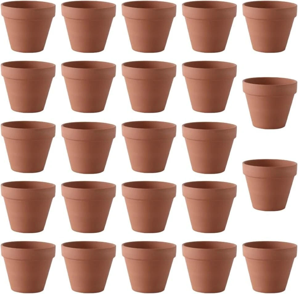 Xreuctop terakotos vazonų rinkinys, 24 vnt., 5,5 x 5 cm moliniai vazonai maži, terakotos vazonai su drenažo skylute, moliniai vazonai rankdarbiams, mini molinis vazonas vidaus ir lauko dekoravimui