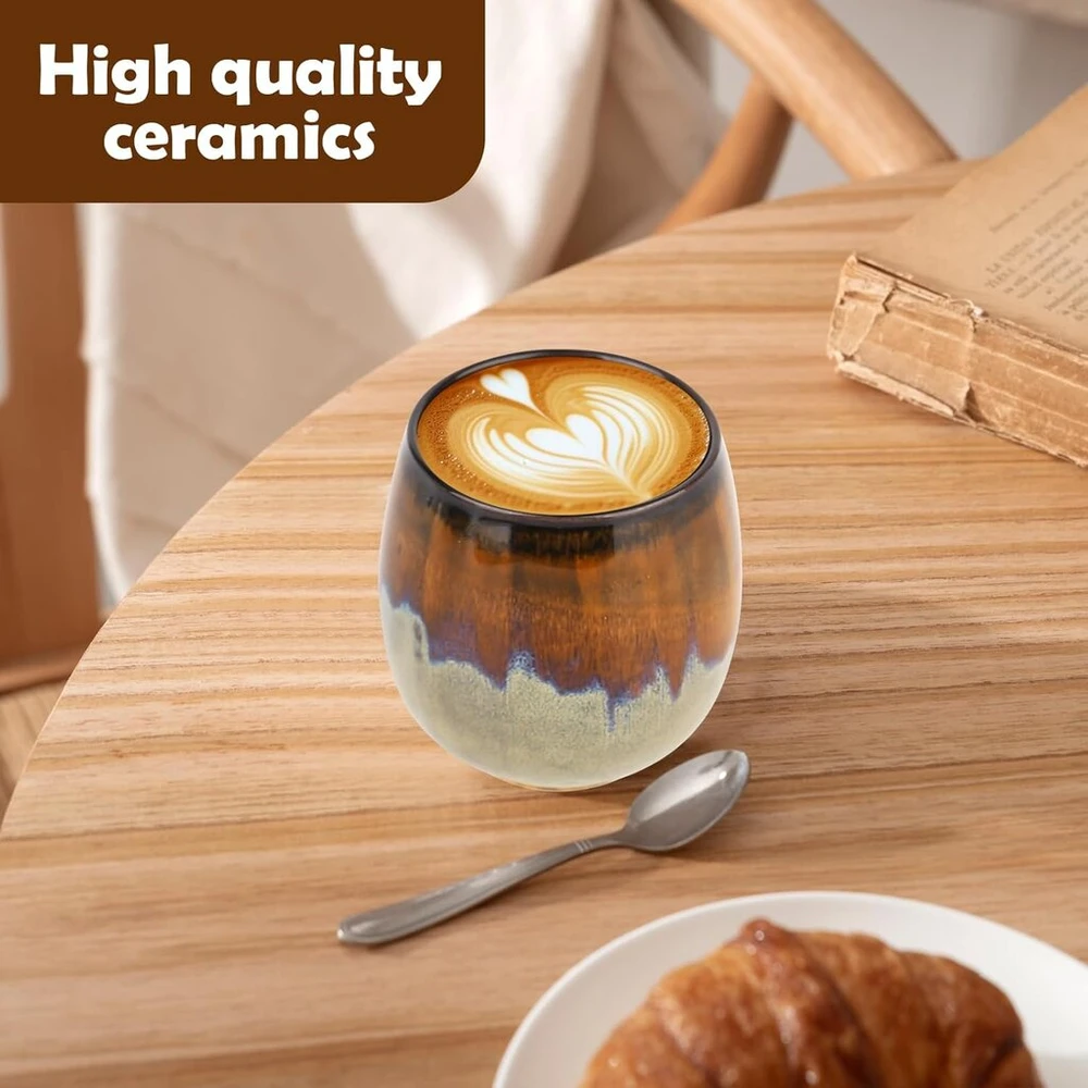 Xtdmj Espresso puodeliai 4 x 100 ml espresso puodelių rinkinys, rankų darbo porcelianiniai kavos puodeliai, aukštos kokybės storasieniai keraminiai espresso puodeliai, idealūs espresso, mocha, macchiato, arbatai