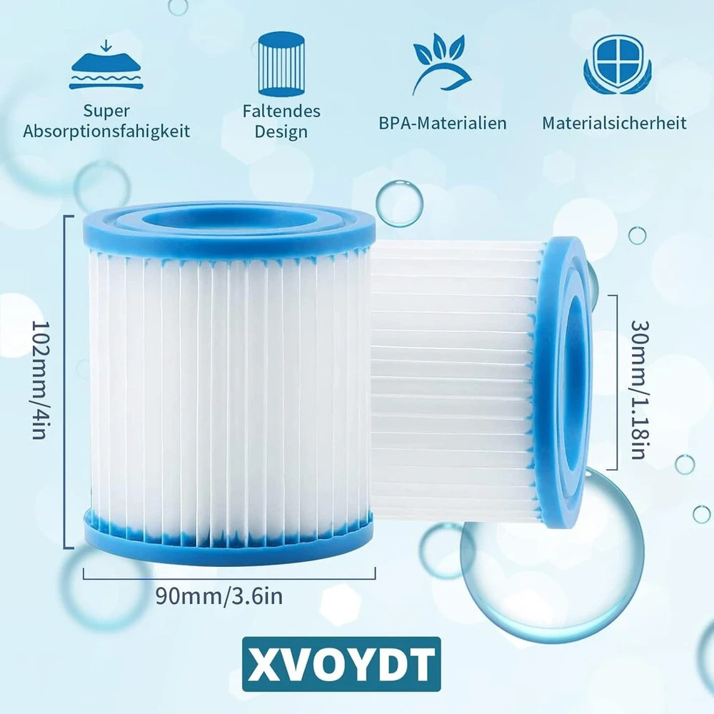 Xvoydt Type H baseino filtro kasetė, skirta Intex, filtro kasetės, suderinamos su Intex filtro siurbliais 28601/28602, Type H filtro kasetės filtrui, Size H filtras, skirtas 29007 siurbliui (pakuotė)