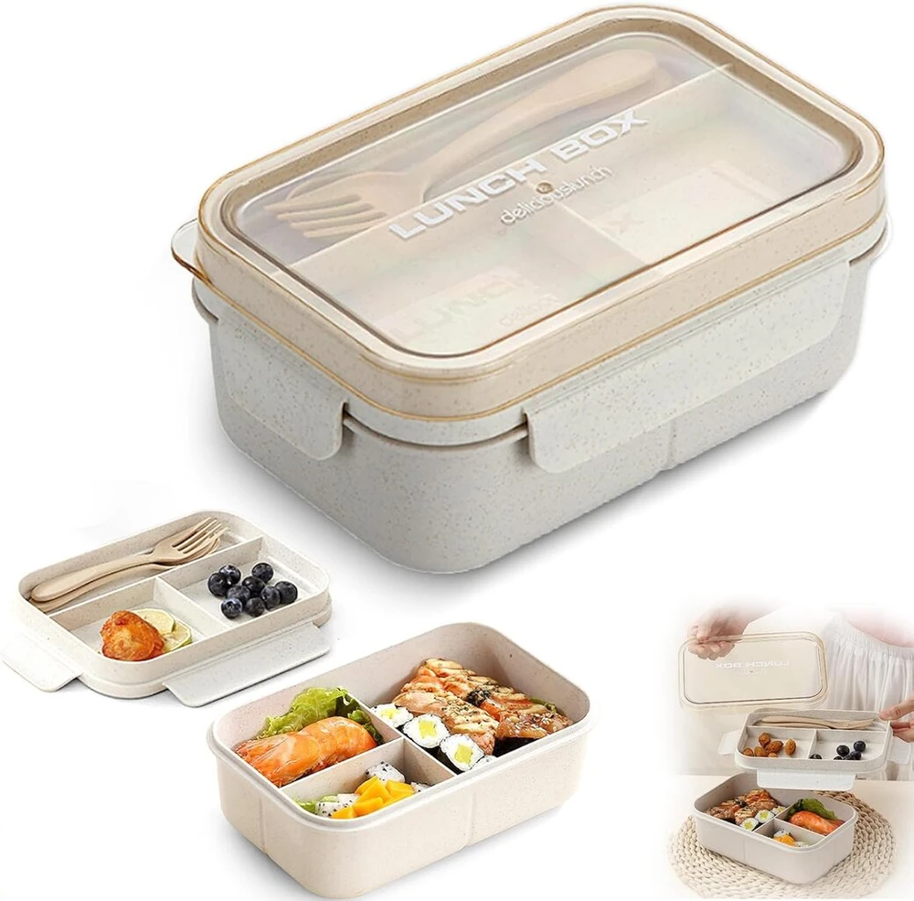 Xwux Bento dėžutė su 5 skyriais ir stalo įrankiais, 1200 ml pietų dėžutė, nepralaidi vaikams ir suaugusiems, galima plauti indaplovėje, galima naudoti mikrobangų krosnelėje, pietų dėžutės į mokyklą, darbą, iškylą, kelionę