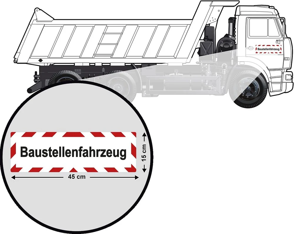 Xxl Statybos transporto priemonės magnetinis ženklas 45x15 cm