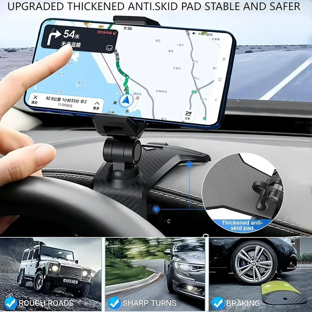Xywcai automobilinis telefono laikiklis, universalus 360 laipsnių besisukantis telefono laikiklis – prietaisų skydeliui, skydeliui nuo saulės, automobilio veidrodėliui, tinkamas visiems išmaniesiems telefonams