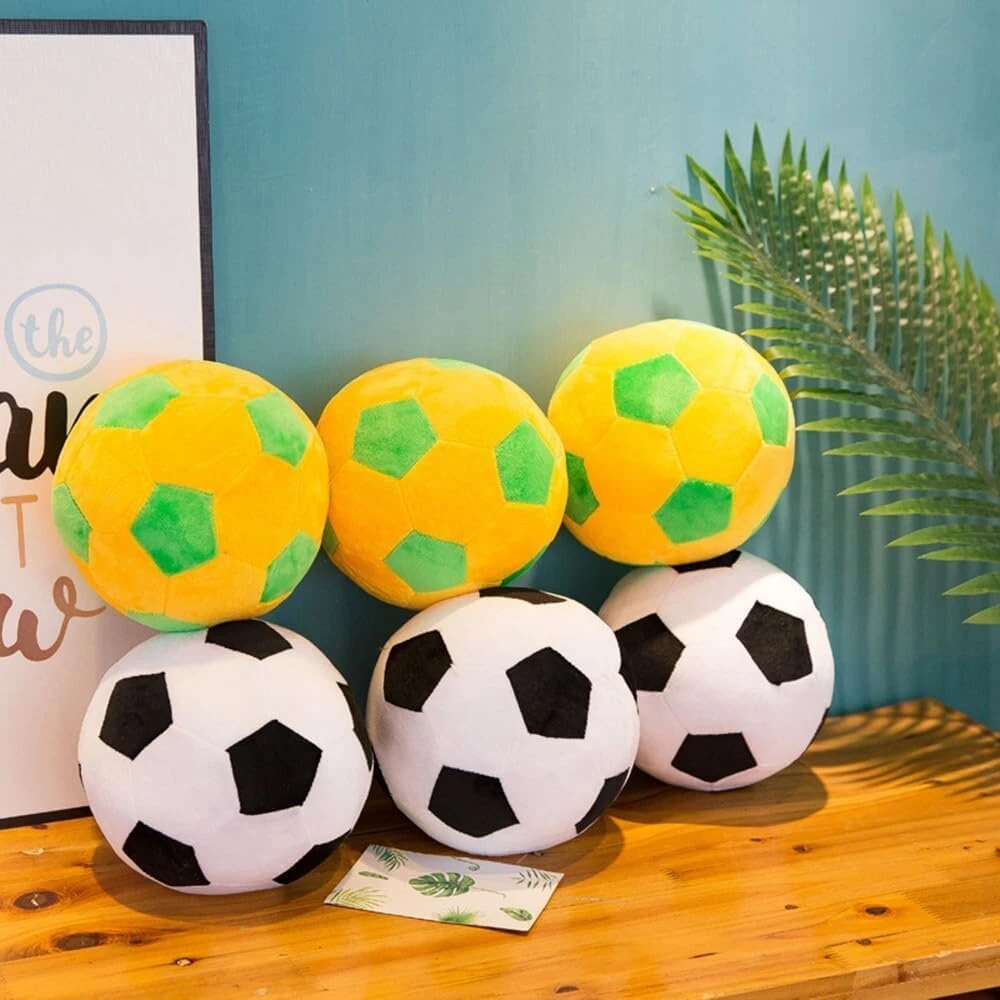 Xzjmy Futbolo pliušinė pagalvėlė, kimštas sportinis žaislas, dekoratyvinė apvali didelė futbolo pagalvė, 3d kamuolio formos pagalvė, dovana mergaitėms ar berniukams (juoda ir balta, 28 cm)