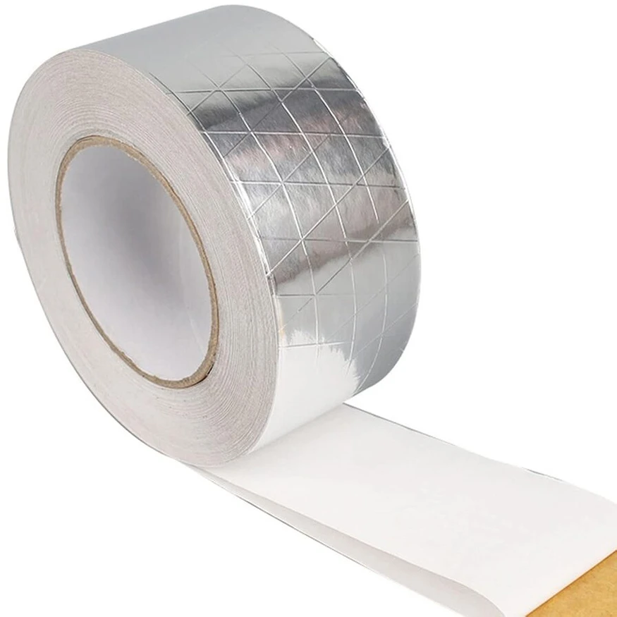 Xzrdingjie aliuminio juosta, lipni aliuminio juosta, thermoshield, karščio apsaugos juosta, sustiprinta stiklo tinklelio audiniu, 25 m temperatūrai atspari izoliacinė juosta (5 cm x 25 m)