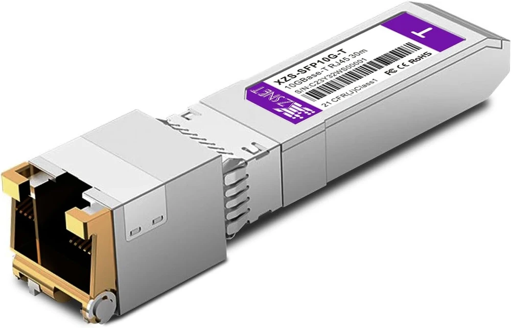 Xzsnet 10gbase-t Sfp+ siųstuvas-imtuvas, Sfp+ į Rj45, 10g varinis Sfp+ į eterneto modulį, suderinamas su Cisco Sfp-10g-t-s, Ubiquiti Unifi Uf-rj45-10g, Mikrotik, Meraki, Netgear, Tp-link ir daugiau, 1
