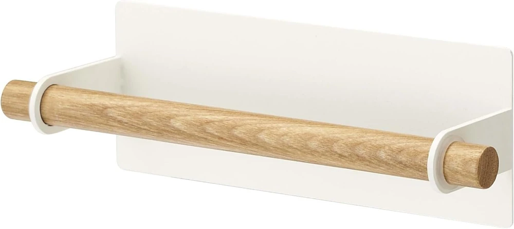 Yamazaki 2570 Tosca magnetinis rankšluosčių laikiklis L, baltas, plienas/mediena, minimalistinis 28 x 7 x 6 cm