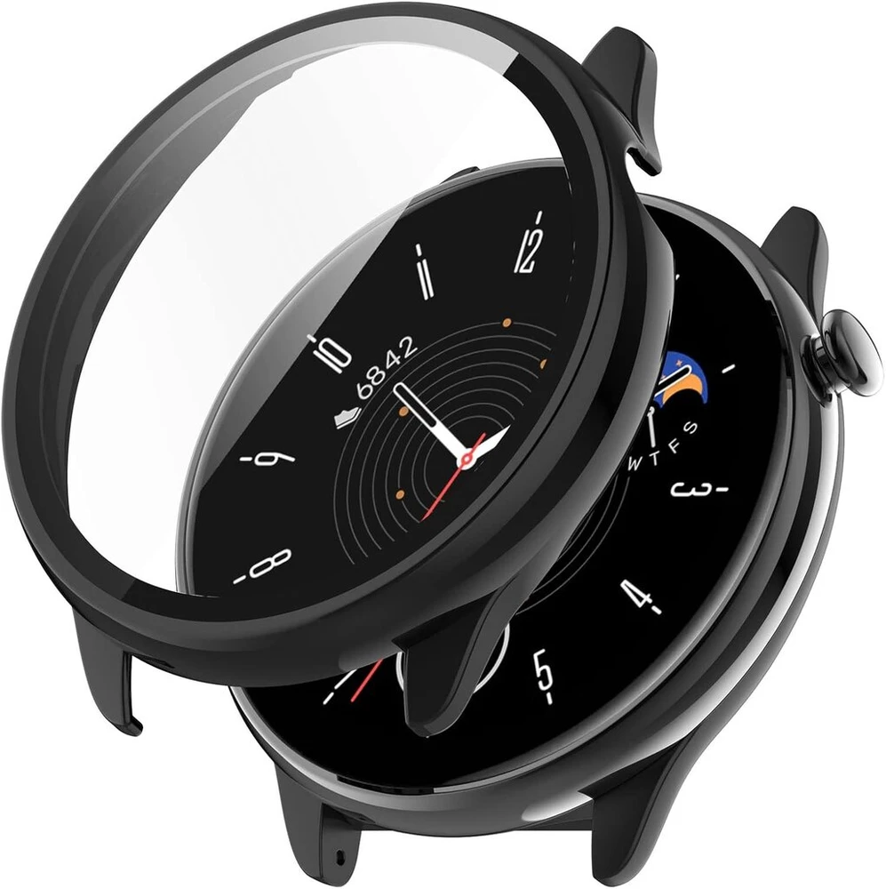 Yaodle dėklas, skirtas Amazfit Gtr Mini 43 mm, apsauginis dėklas, pc itin plonas hd grūdintas stiklas, atsparus įbrėžimams 360° visapusiška ekrano apsauga (juodas)