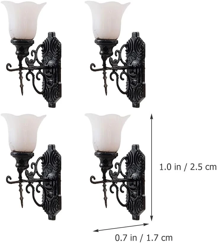 Yarnow 12 vnt. mikro kraštovaizdžio ornamentų rinkinys, lėlių namelio led lemputės, lėlių namelio sieniniai šviestuvai, lėlių namelio sieninis šviestuvas 1 12, sieninis šviestuvas abs naktinė lempa miniatiūra