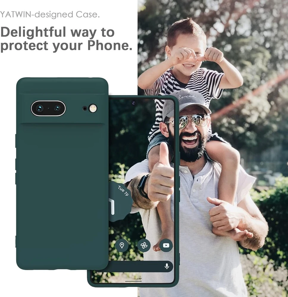 Yatwin dėklas, skirtas google pixel 7, aukščiausios kokybės silikoninis telefono dėklas su kameros apsauga, švelnus, minkštas, itin plonas, atsparus smūgiams, atsparus įbrėžimams, apsauginis dėklas, žalias