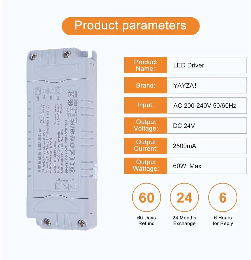 Yayza! Led dimeriuojamas maitinimo šaltinis 12v/24v (24v 60w Dimm)