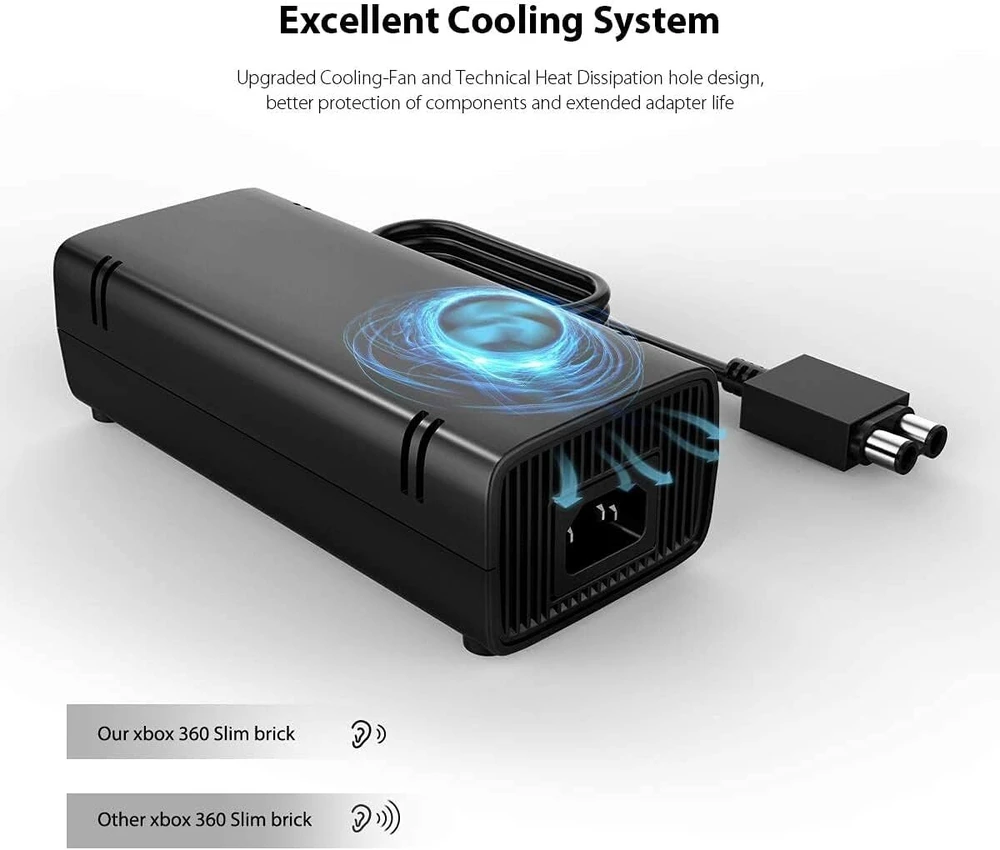 Yccsky XBOX 360 Slim Ac maitinimo adapteris, skirtas XBOX 360 Slim konsolei