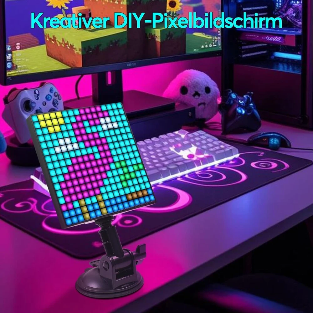 Yedzen Pixel Art skaitmeninis nuotraukų rėmelis, 32 x 32 Rgb 128 x 131 mm programuojamas Led skydelis, Usb automobilinis Bluetooth Led rezultatų suvestinės ženklas automobiliui, parduotuvei, viešbučiui