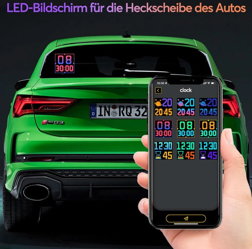 Yedzen Pixel Art skaitmeninis nuotraukų rėmelis, 32 x 32 Rgb 128 x 131 mm programuojamas Led skydelis, Usb automobilinis Bluetooth Led rezultatų suvestinės ženklas automobiliui, parduotuvei, viešbučiui