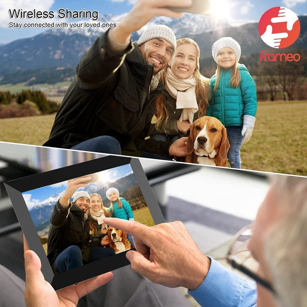Objektyvas Yenock Wifi skaitmeninis nuotraukų rėmelis, 10.1 colio Wifi nuotraukų rėmelis, 1280 x 800 Ips jutiklinis ekranas, nuotraukomis ir vaizdo įrašais galima dalintis bet kada ir iš bet kur, per programėlę, 16 Gb atminties