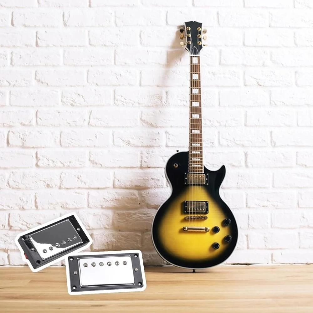 Yibuy chromo humbucker pikapo dangtelis ir juodas pikapo rėmelis elektrinei gitarai