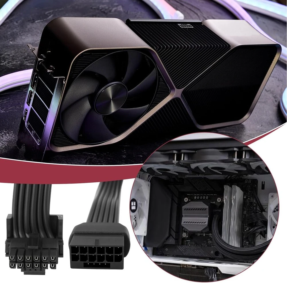 Yinettech 16 kontaktų 12+4 jungties tėviškas-moteriškas Pci-e 5.0 ilgiklis 90 laipsnių adapteris vaizdo plokštėms Gpu, suderinamas su Rtx 4090 4080 3090 Ti 16awg 12vhpwr 600w B tipas