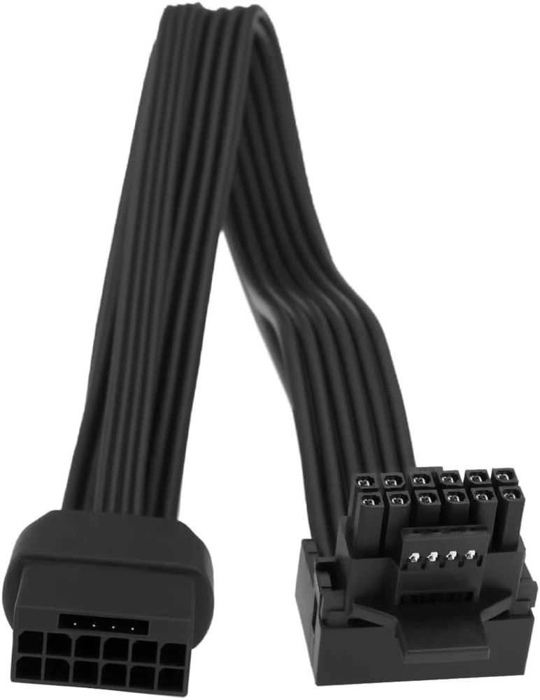 Yinettech 16 kontaktų 12+4 jungties tėviškas-moteriškas Pci-e 5.0 ilgiklis 90 laipsnių adapteris vaizdo plokštėms Gpu, suderinamas su Rtx 4090 4080 3090 Ti 16awg 12vhpwr 600w B tipas