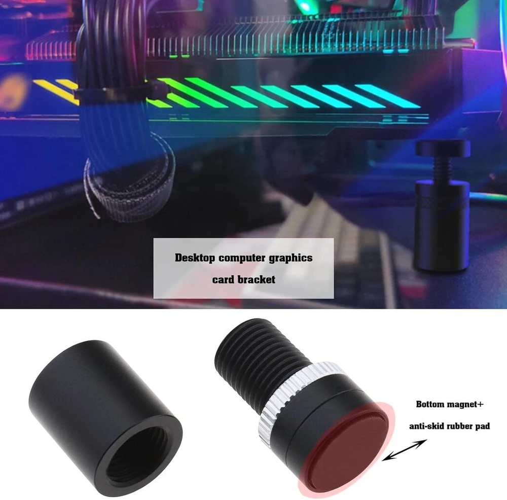 Yinettech Grafikos plokštės Gpu laikiklis, reguliuojamas vaizdo plokštės atramos laikiklis, suderinamas su tradicinėmis Matx Itx korpuso konfigūracijomis, 50 mm