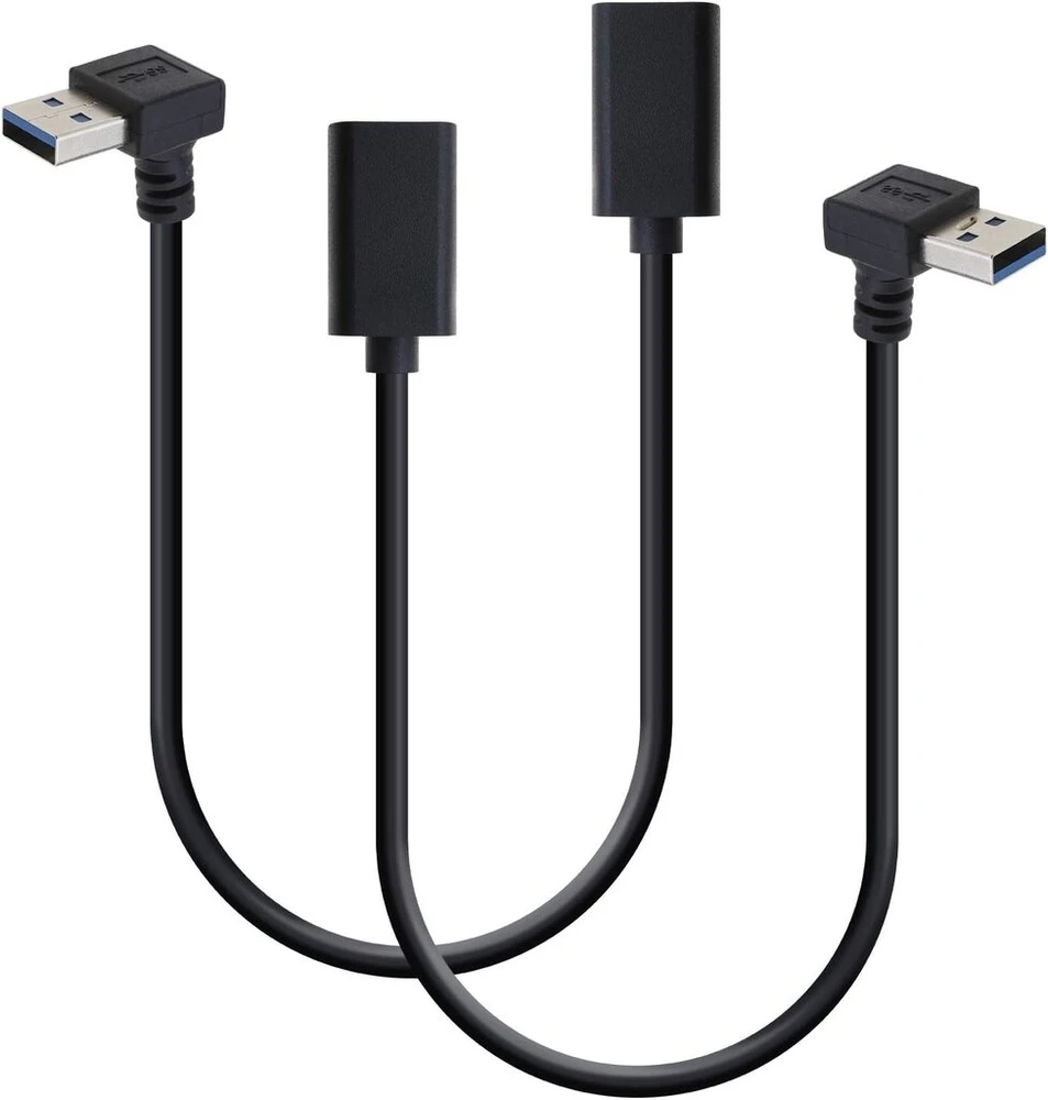 Yinettech usb 3.0 ilginamasis duomenų kabelis, jungtis iš tėčio į mamą, 90 laipsnių kampu, viršutinė ir apatinė jungtis, 30 cm kabelis, 5 gbps duomenų perdavimo sparta