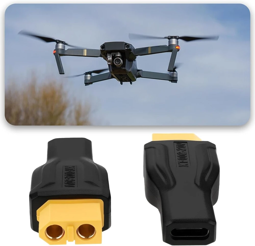 Yinettech Xt60 lizdas į Type C lizdą 100w 20v 5a Xt60 į Usb C adapteris Rc automobiliui Fpv dronui nešiojamam kompiuteriui maitinimo šaltinis, 2 vnt.