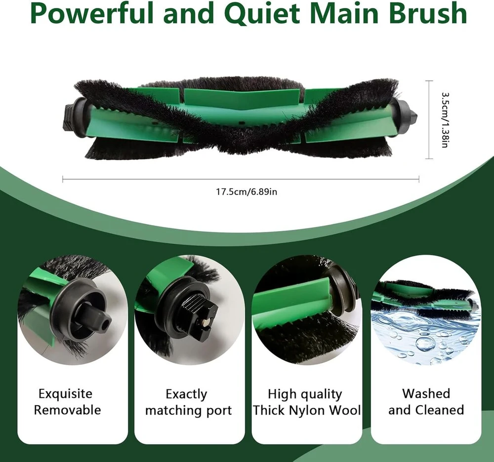 Yivy priedai, suderinami su Irobot Roomba Combo Essential Y0112/y011240/y0110/y01040/y014020, rinkinys: 2 pagrindiniai šepečiai, 6 šoniniai šepečiai, 4 filtrai, 4 šluostės, 1 valymo šepetys, 18 dalių