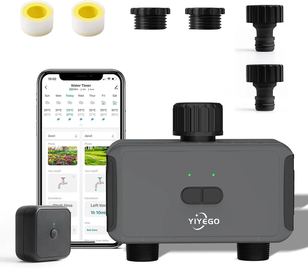 Yiyego drėkinimo kompiuteris, Wlan 2 išėjimai, 2,4 Ghz, išmani automatinė drėkinimo sistema su programėle/valdymu balsu, Wlan vandens laikmatis sodui, šiltnamiui, žemės ūkiui