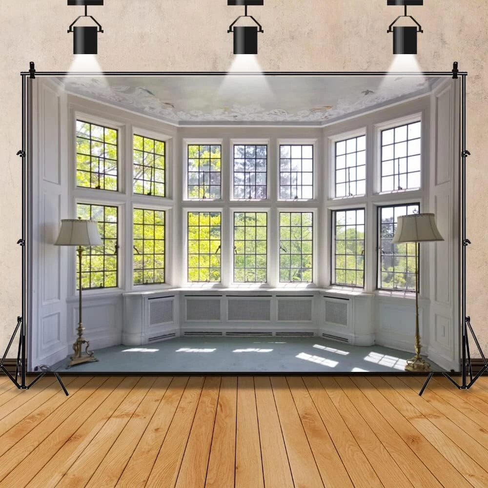 Yongfoto 3 x 2,5 m vinilo nuotraukų fonas interjeras europietiškas pastatas prancūziškas langas saulės šviesa gamta rudens fotografijos fonas fotosesijoms portretinės nuotraukos vakarėlių vaikų foto studijos rekvizitai