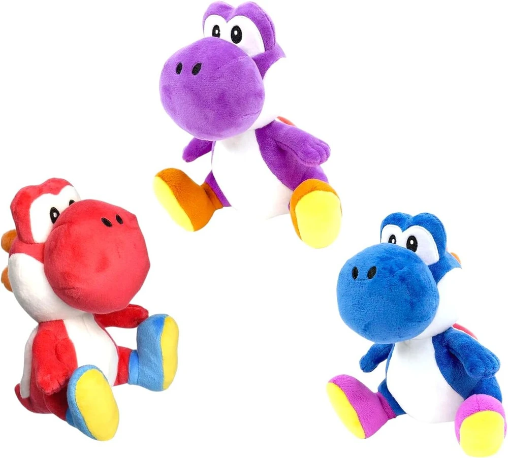 Yoshi pliušinė figūrėlė, 3 dalių rinkinys, raudona, mėlyna, violetinė, 30 cm, minkštas, dinozauras, mielas žaislas, pliušinis, tinkamas nuo pirmųjų gyvenimo mėnesių