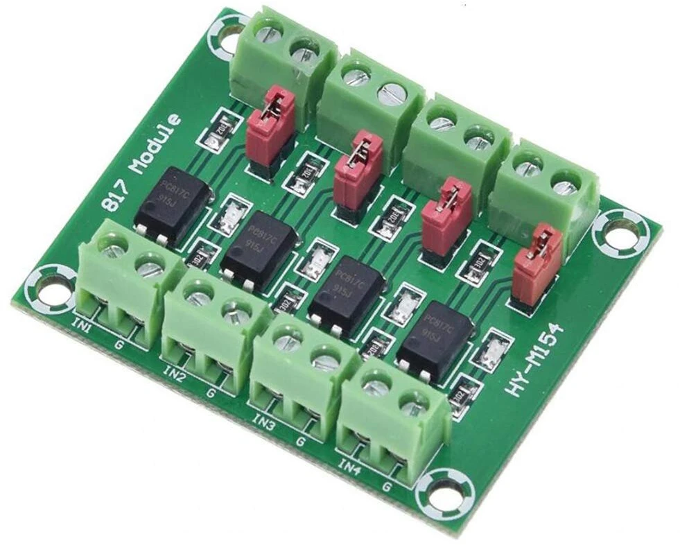 Youmile 2 vnt. Pc817 4 kanalų optronų izoliacijos plokštė įtampos keitiklis 3.6-30v tvarkyklės fotoelektrinis izoliuotas modulis su 24awg kabeliu