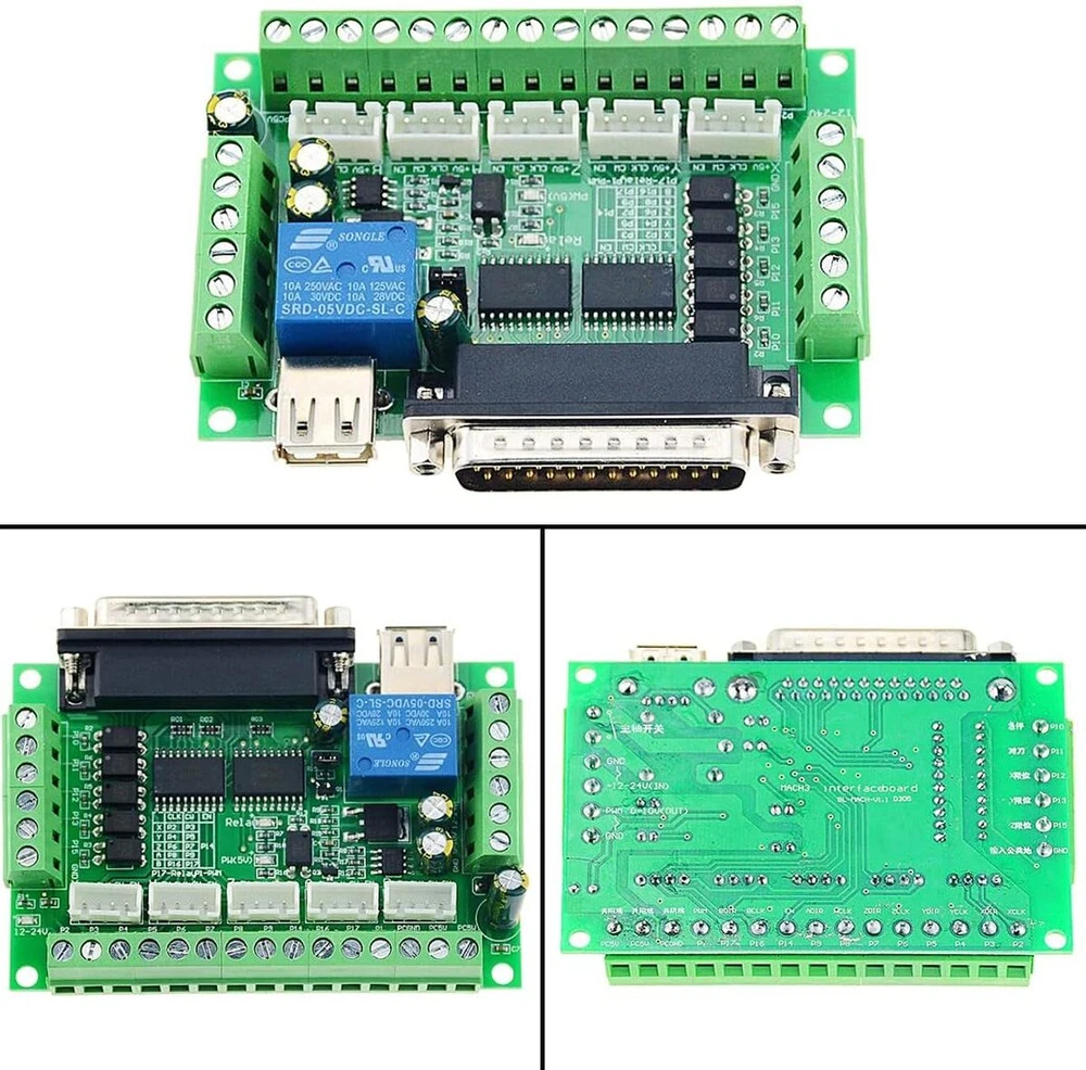 Youmile dc 12-24v cnc breakout sąsajos plokštė 5 ašių mach3 sąsajos kortelė optinio jungiklio plokštė su lygiagretaus prijungimo kabeliu usb kabeliu xh2.54 4p kabeliu žingsninio variklio tvarkyklei mach3