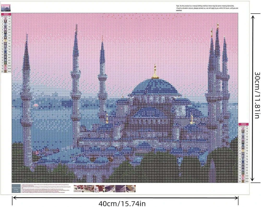 Yscolor deimantinė tapyba 5d pasidaryk pats mečetės religijos deimantinė tapyba kryželiu deimantinė mozaika siuvinėjimas peizažas krištolo piešimo adatos dovana sienų dekoras 30 x 40 cm