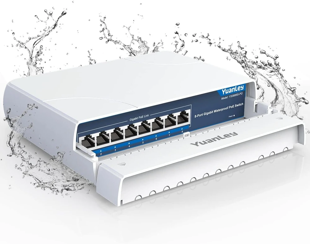 Šakotuvas Yuanley 8 prievadų Gigabit lauko Poe jungiklis, 120w