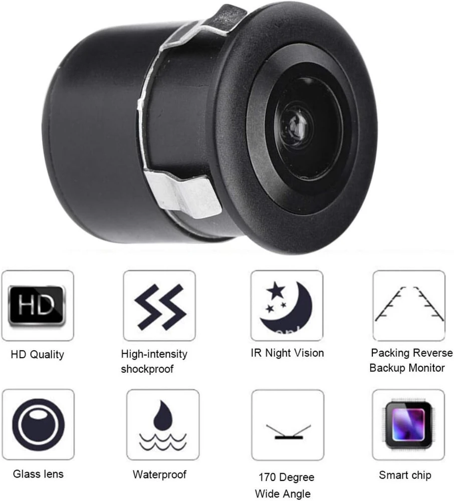 Yunseity Cctv apsaugos kamera, 170° plataus kampo Cctv Ccd kamera Ir naktinis matymas, Ip68 atspari vandeniui, laidinė stebėjimo kamera automobiliui