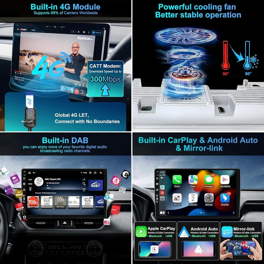 Automagnetola Yuntx 9 colių android 14 automobilinis radijas su hyundai i10 2014-2019 | octa core | 6gb 128gb | įmontuotas 4g lte | carplay ir android car | dsp | dab | hdmi | dviejų dažnių wifi | bluetooth
