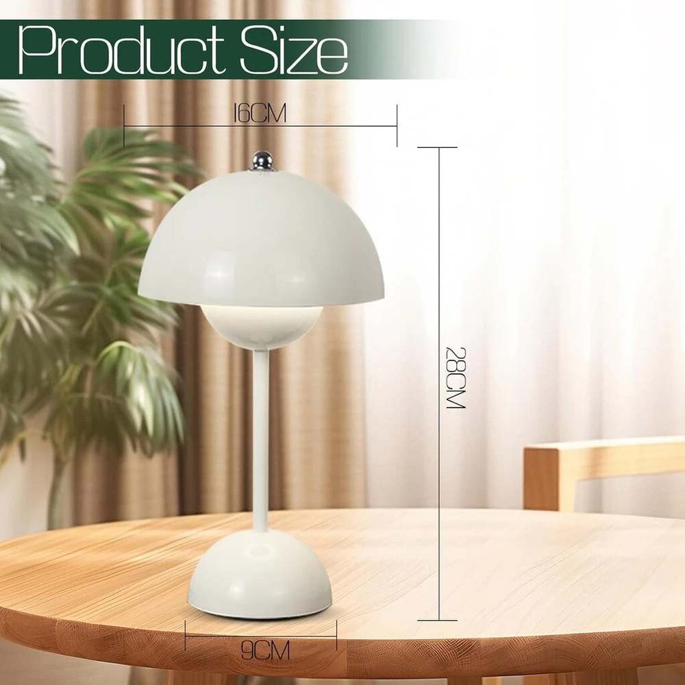 Yuragim Mushroom Lamps stalinė lempa, Led stalinė lempa belaidė baterija, 3000 K - 6000 K moderni dekoratyvinė retro naktinė lempa jutiklinė pritemdoma stalinė lempa Mushroom Lamp su 3 ryškumo režimais, įkraunama