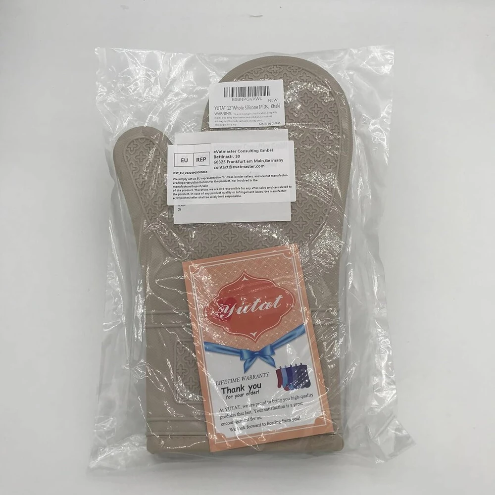 Yutat® orkaitės pirštinės, 2 vnt., atsparios karščiui iki 300 °c, neslystančios, Lfgb sertifikuotos silikoninės orkaitės pirštinės, puikiai tinka virtuvei, kepimui ant grotelių, gaminimui ir kepimui, šviesiai chaki spalvos