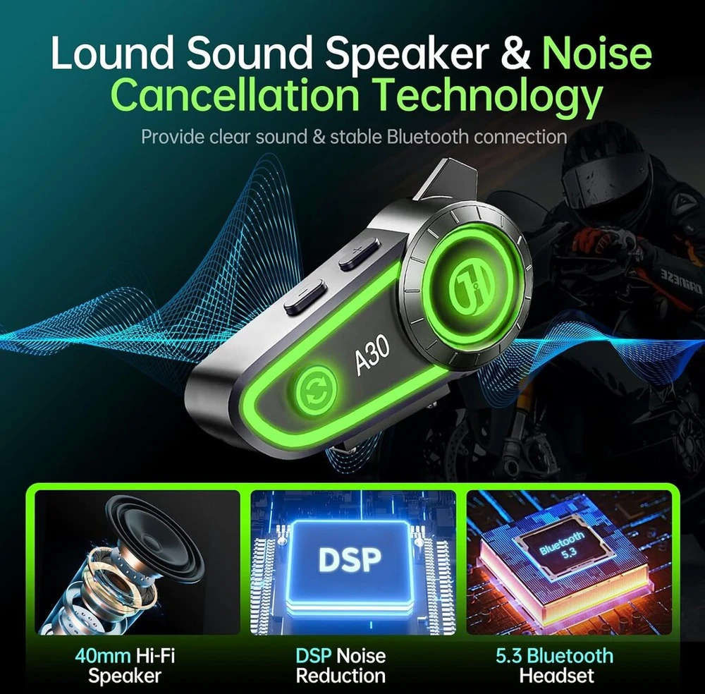 Yytfy motociklo šalmo garsiakalbis bluetooth ausinės bluetooth šalmo ausinės su balso asistentu, ipx67 atsparios vandeniui ir hifi garso kokybės bluetooth ausinės 1200 mah baterija