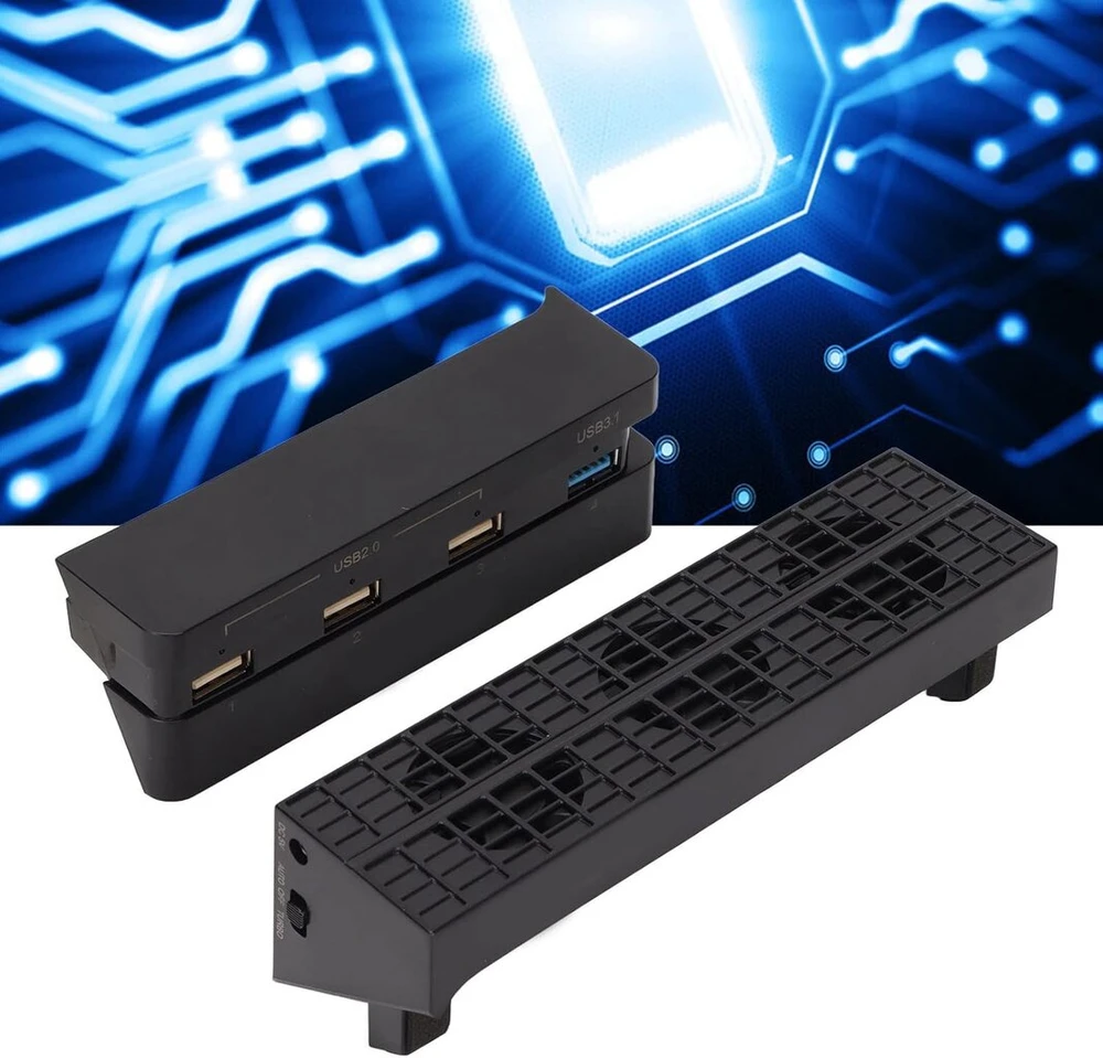 Žaidimų konsolės ventiliatorius, skirtas Slim aušintuvo temperatūros valdymo ventiliatoriui + stebulės prailginimo rinkinys, Usb automatinis išmanusis išorinis aušintuvas su Hub, skirtas Slim Host, numatytasis