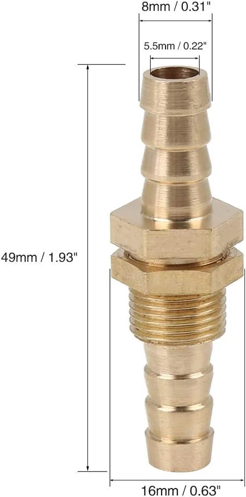 Žalvarinis 8 mm dvipusis žarnos jungiklis
