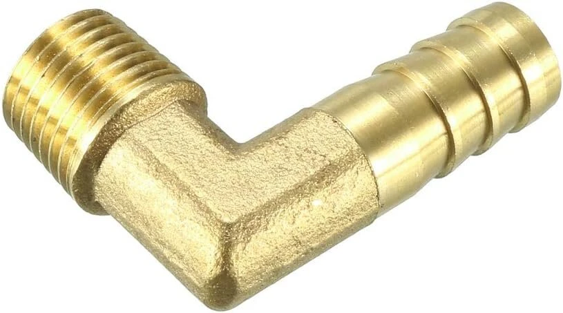 Žalvario jungiamosios detalės: 90 laipsnių kampas, 1/4 Pt, 10 mm