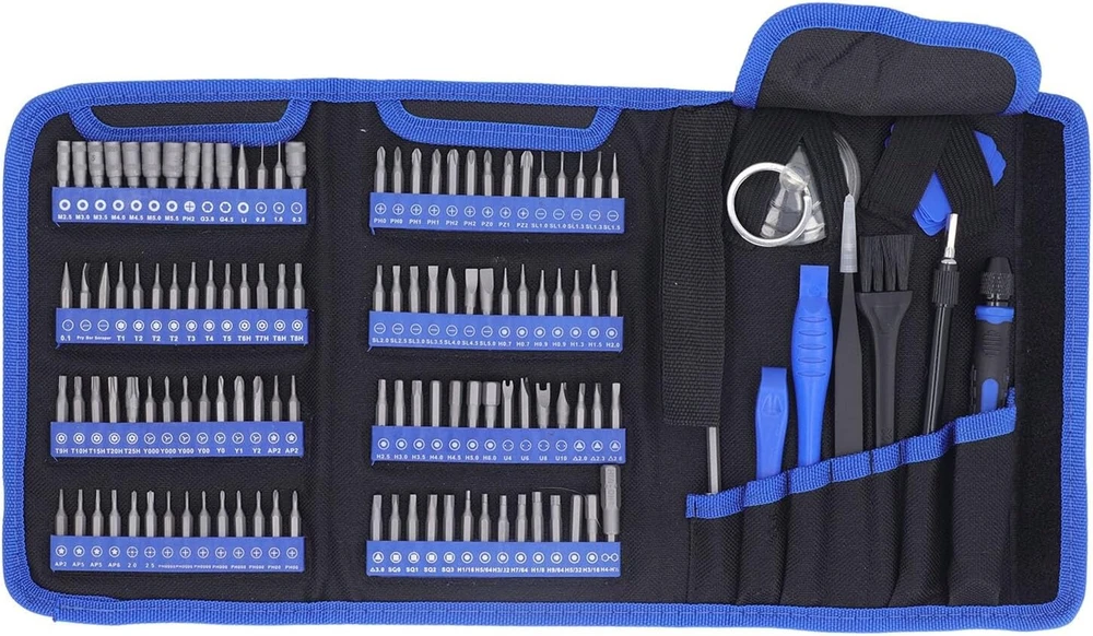 Zaweliyo 126-in-1 magnetinių atsuktuvų rinkinys, tikslus elektronikos remonto įrankių rinkinys kompiuteriams, mobiliesiems telefonams, laikrodžiams su prailginimo strypu