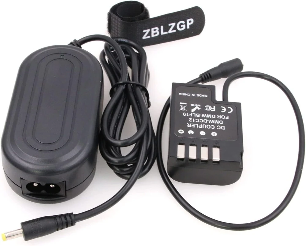 Zblzgp Dmw-ac8 Ac adapterio maitinimo šaltinis ir Dmw-dcc12 fiktyvi baterija Dc jungties rinkinys, skirtas Panasonic Lumix Dmc-gh3k Dmc-gh4k Dmc-gh5 Dc-g9l fotoaparatui