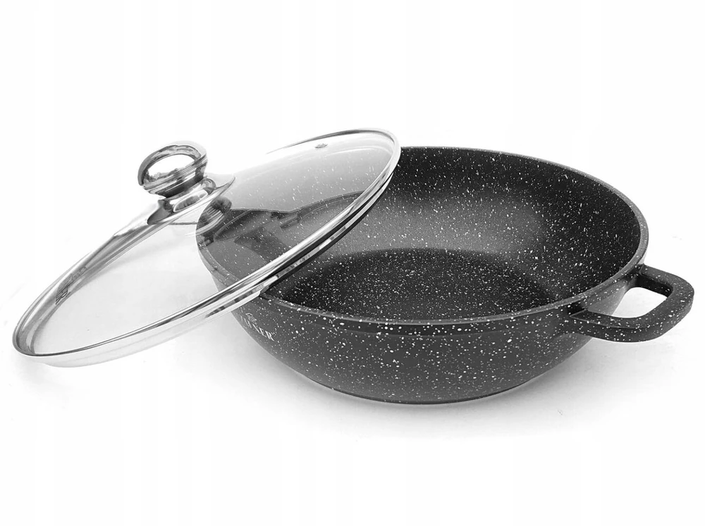 Žemas wok tipo keptuvė marmurine danga neprideganti 28 cm Zilner